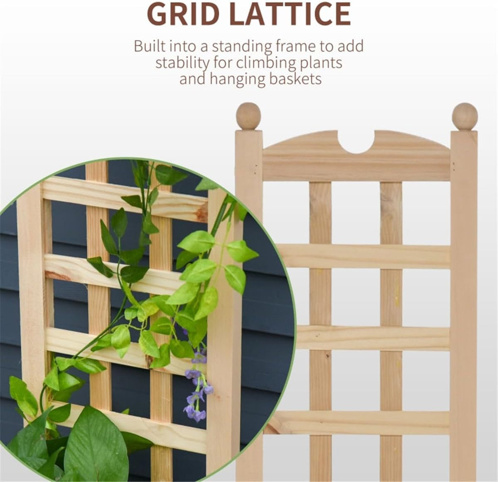 Raised Garden Bed Wood Planter with Trellis for Flowers Herbs Climbing Vines N842