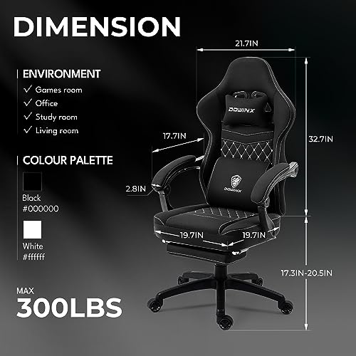Gaming Chair with Breathable Fabric, Pocket Spring Cushion and Footrest H620