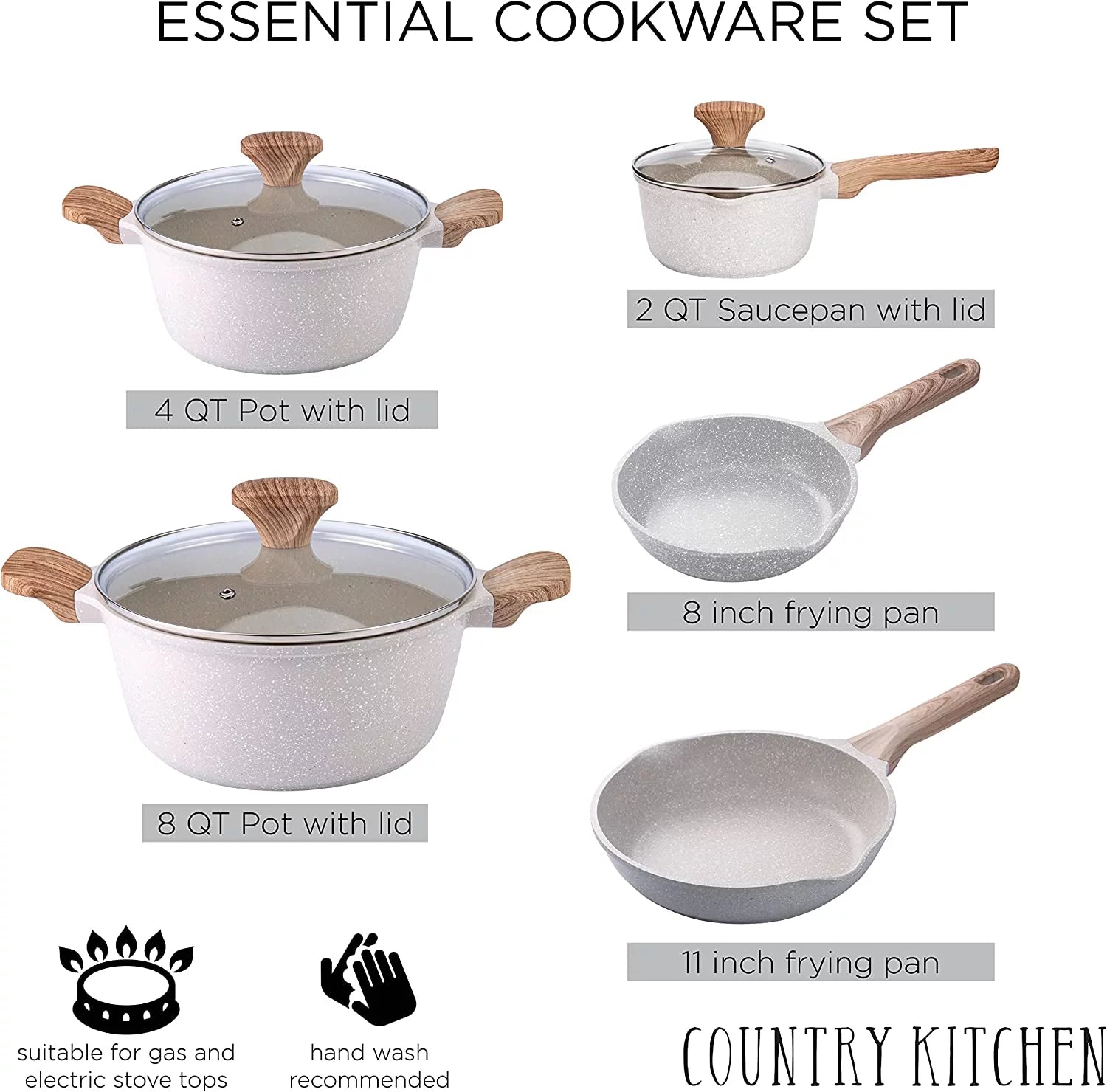 Nonstick Induction Cookware Set, 8 Piece Aluminum Pots and Pans Z29588