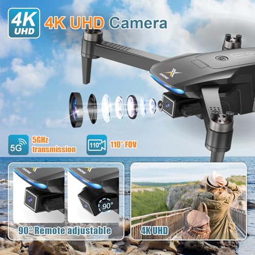 4K Camera GPS Drone for Adults, Brushless FPV Quadcopter with Auto Return, Foldable C619