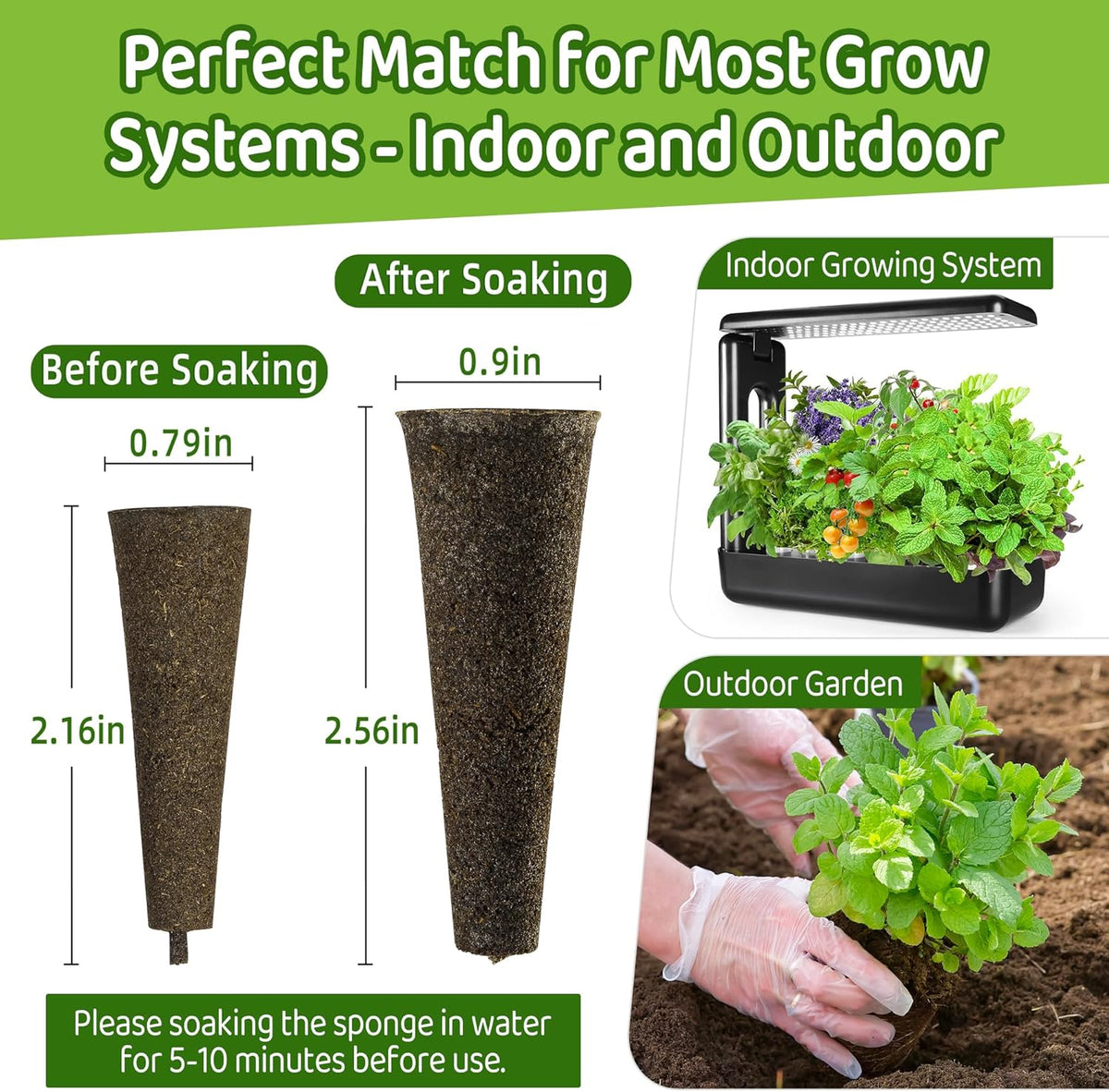 Seed Starter Pods Kit with Grow Sponges, Labels, Tweezers & Tags for Hydroponics Systems W3017