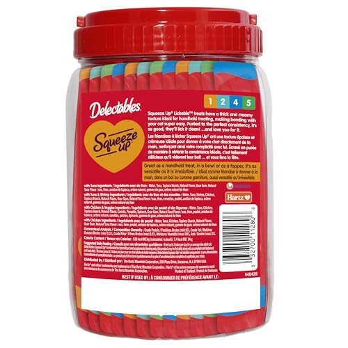 Handheld Lickable Treats for Cats, Chicken and Tuna Salmon, 54 Count A909