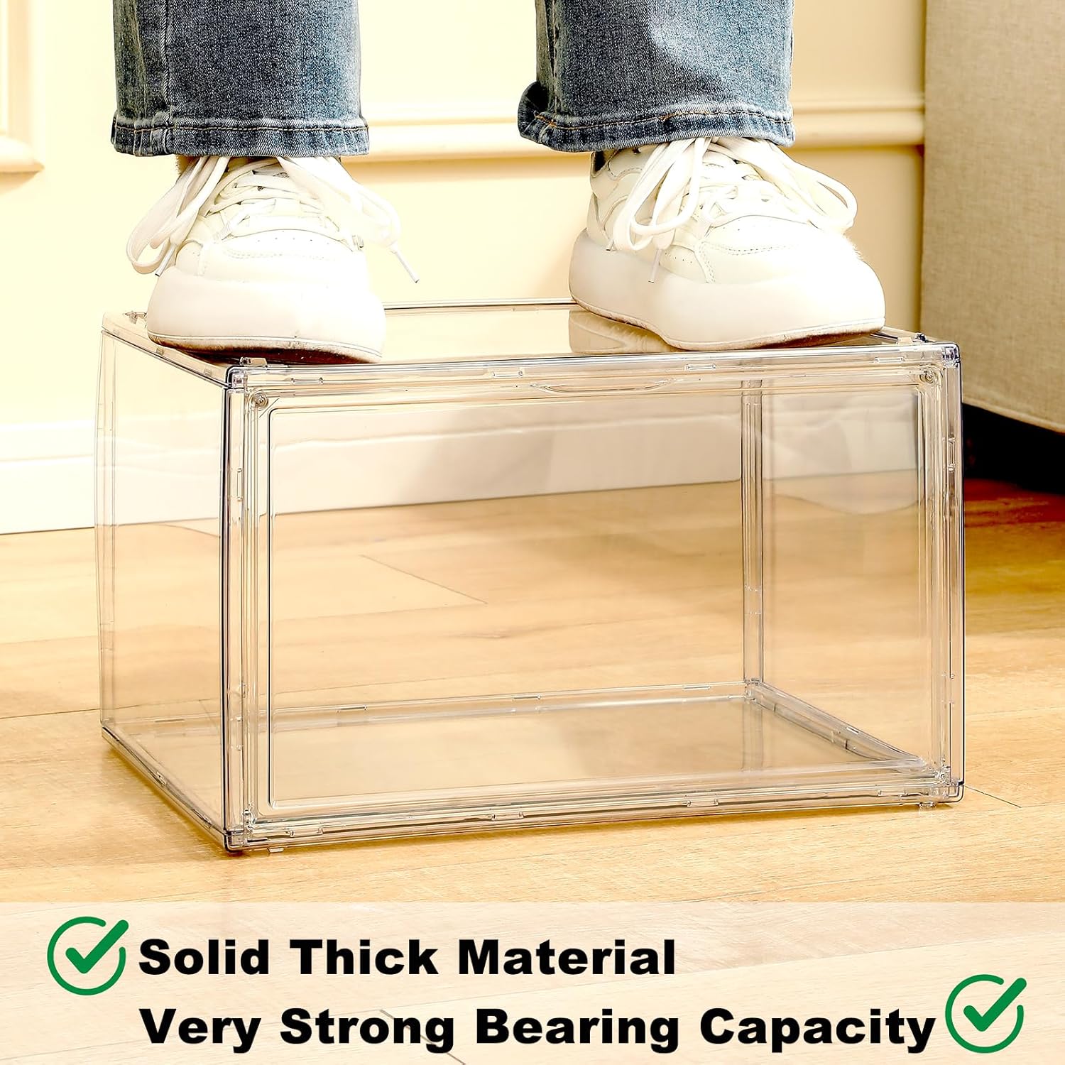 Clear Shoe Storage Box Stackable 4-Pack for Large Sneakers K794