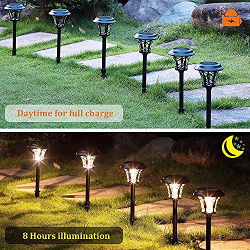 Solar Powered Pathway Lights 6 Pack, Warm White LED Outdoor Garden Lights T3635