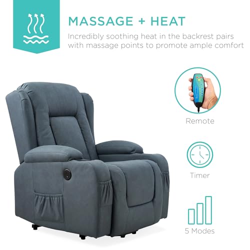 Electric Power Lift Recliner Massage Chair with Heat and USB Port, Brown M560374
