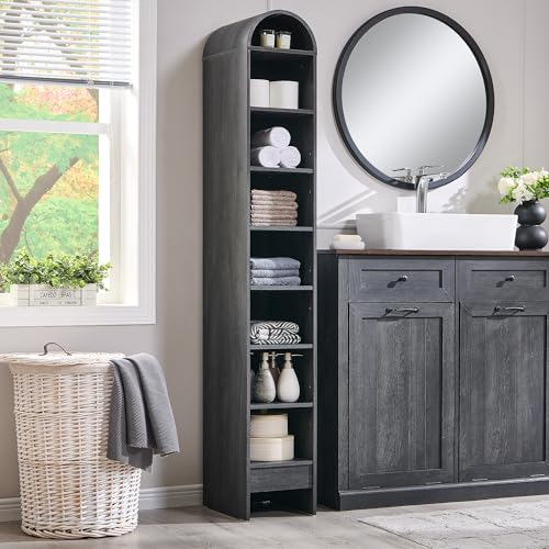 Arched Bookshelf, 7-Tier Bookcase with Adjustable Shelves A456