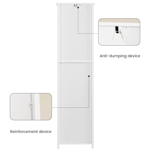 67" Tall Bathroom Cabinet with 2 Doors and 1 Drawer, Adjustable Shelves T930834