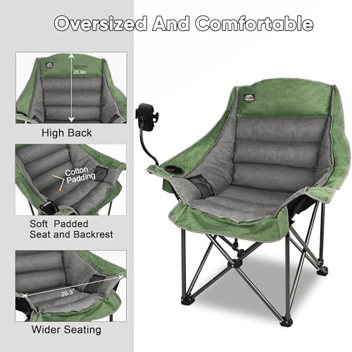 Folding Camping Chair, Heavy Duty Padded, with Cup Holder and Carry Bag J52614