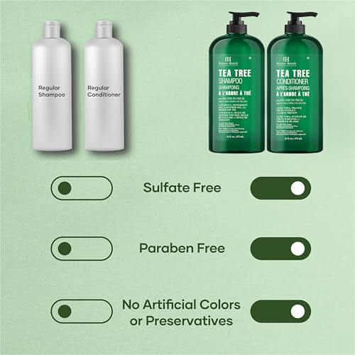 Tea Tree Shampoo and Conditioner Set for Itchy Dry Scalp, Sulfate Free W1398