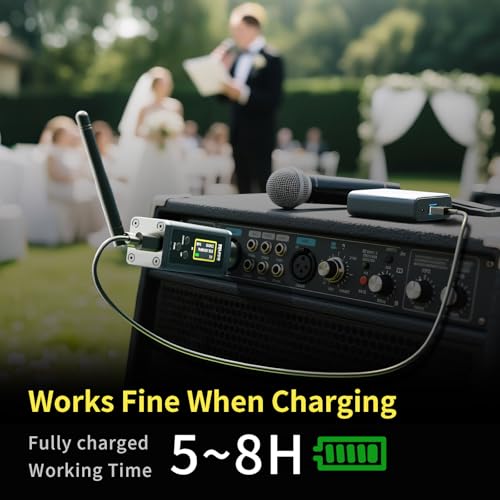 UHF Wireless XLR Transmitter and Receiver with Dual Antennas, 470ft Range, Plug-on Mic Adapter J8486