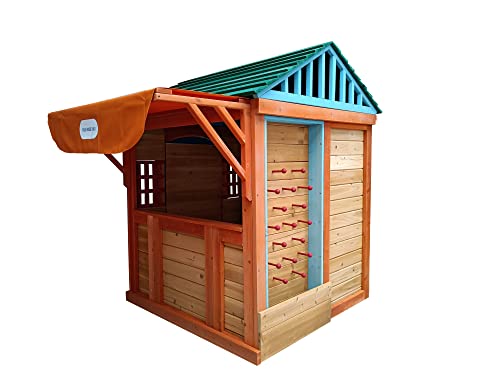 Outdoor Wood Playhouse for Kids with Mailbox and Bench D9530