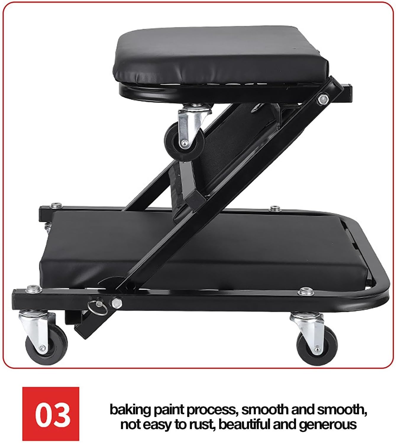 Foldable 2-in-1 Rolling Car Creeper & Seat, 36 Inches Adjustable Garage Chair Z446468