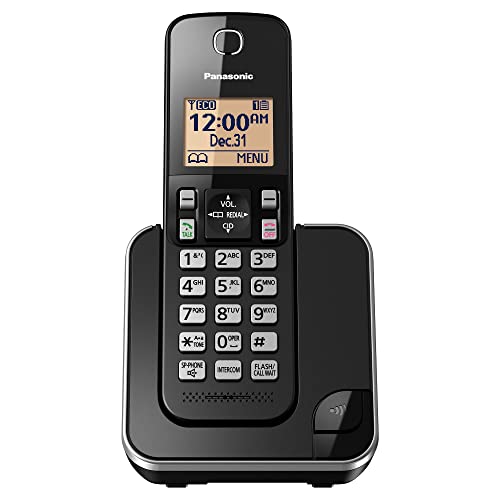 Panasonic Expandable Cordless Phone System with Answering Machine, Amber Backlit Display and Call Block - 2 Handsets – KX-TGC362B (Black)