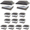 iGlow 12 Pack Vintage Bronze 6 x 6 Solar Post Light SMD LED Deck Cap Square Fence Outdoor Garden Landscape PVC Vinyl Wood