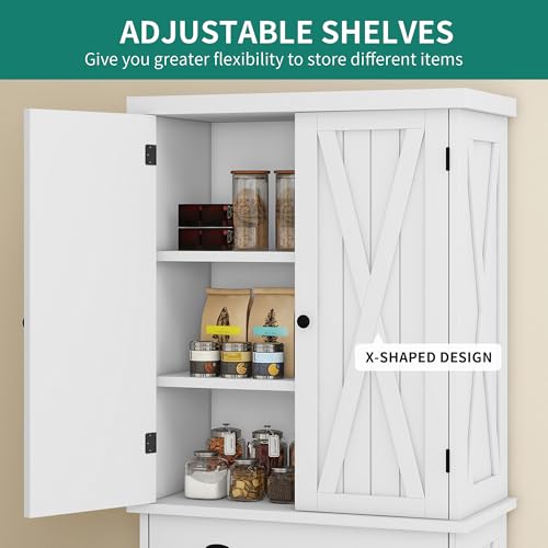 72" Tall Kitchen Pantry Cabinet with Barn Doors and Adjustable Shelves R388