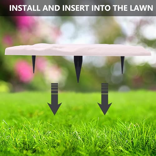 Large Stepping Stones Outdoor Garden Walkway, Durable Plastic Pavers with Ground Stakes H7704