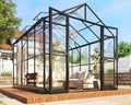 8x10x7.5 FT Greenhouse - Outdoor Aluminum Polycarbonate Greenhouse with Ventilation and Rain Gutter, Double Doors with Hook, Walk in Greenhouse for Outdoors, Backyard, Garden (Black)