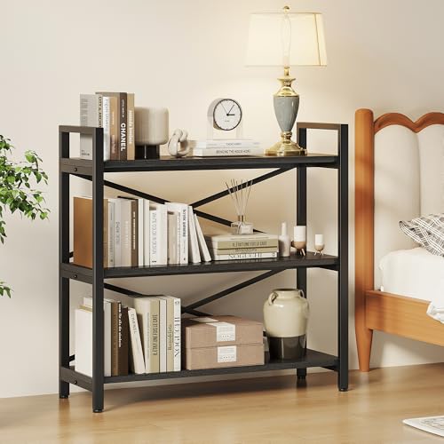 3 Tier Industrial Bookcase, Rustic Etagere Bookshelf for Living Room U5786