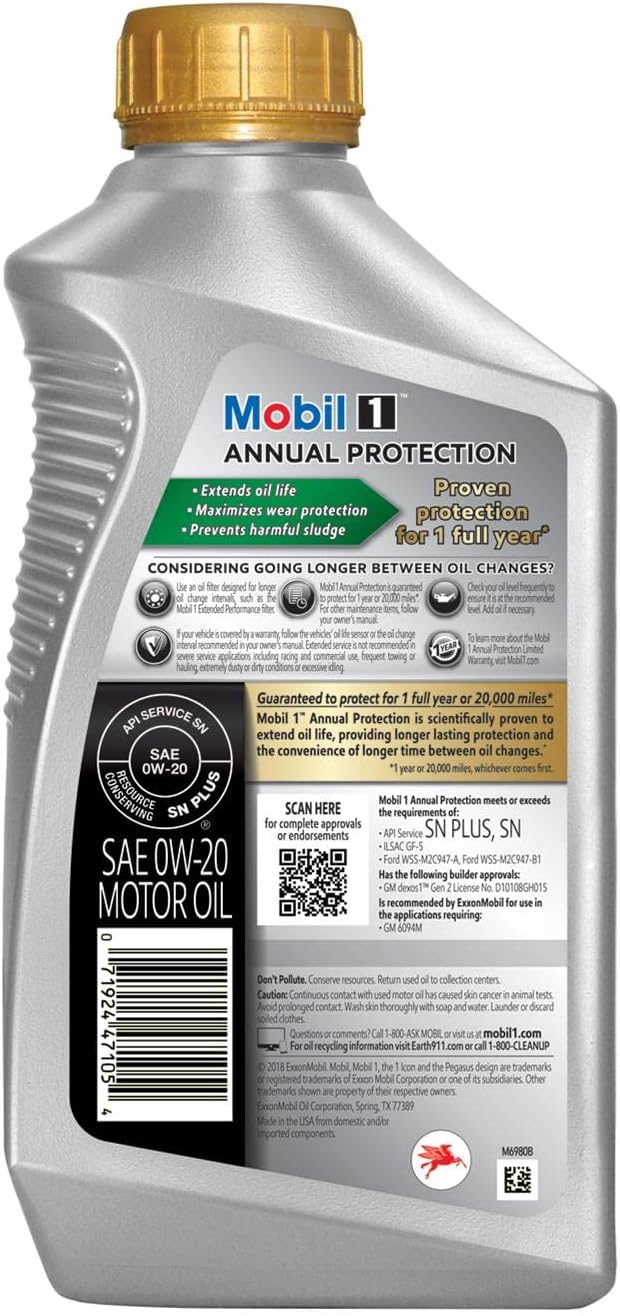 Full Synthetic Motor Oil 0W-20, 1 Qt Y86882