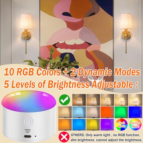 Battery Operated Wall Sconce Set of Two with Remote Control, Dimmable, Fabric Linen Shade Z5768