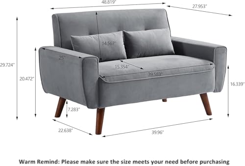 Mid Century Modern Loveseat Sofa with Wood Legs Z78752