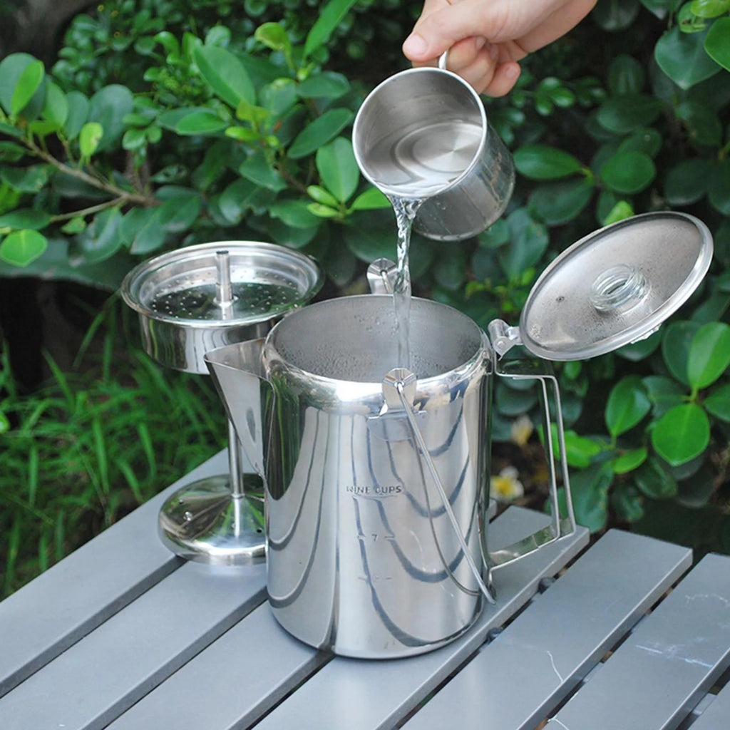 Stainless Steel Camping Coffee Percolator, 9 Cups, Stovetop & Campfire E19778