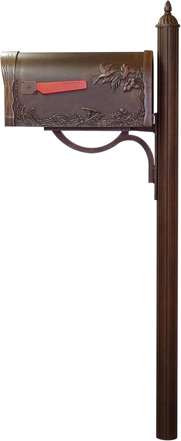 Hummingbird Curbside Mailbox with Locking Insert and Post, Copper W2217