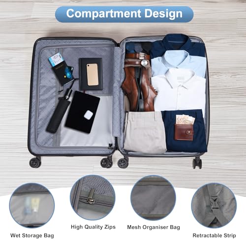 Luggage Expandable 3 Piece Set Suitcase with TSA Lock Spinner Wheels 20/24/28in S545211