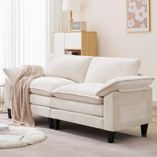 Cloud Loveseat Sofa with Chenille Fabric and Two Pillows Y3500