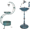 36" Bird Bath with Flower Planter Pedestal + 40" Metal Tall Pedestal Bird Baths for Outdoors, for Garden Patio Yard Party Decoration