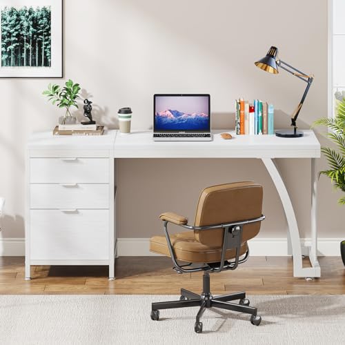 Computer Desk with 3 Drawers, 59-Inch Study Writing Table for Home Office E234