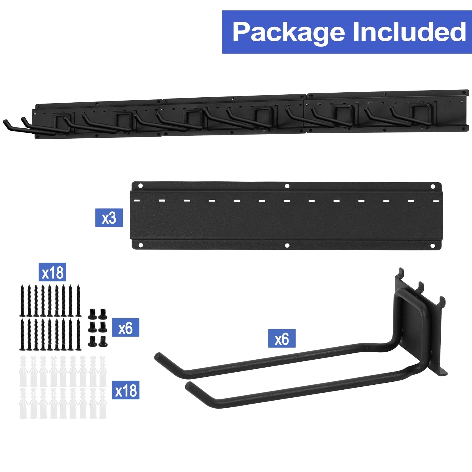 Wall Mounted Tool Storage Organizer with 6 Hooks and 3 Boards U46571