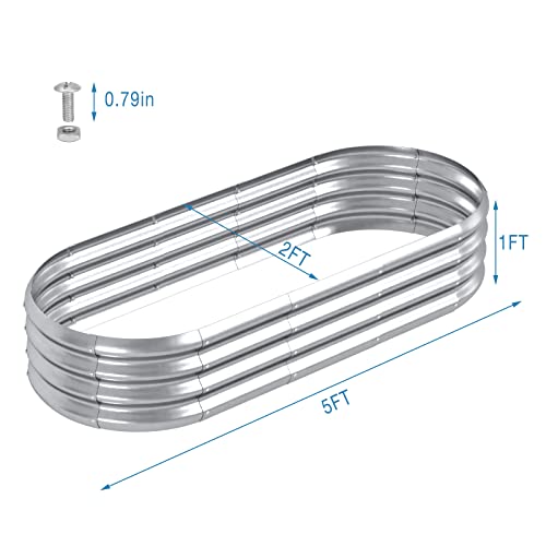 Oval Galvanized Steel Raised Garden Bed, 5x2x1 FT, Outdoor Planter Box for Vegetables, Flowers, Herbs G1616