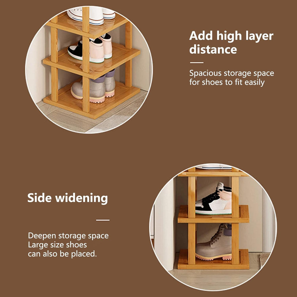 Bamboo Shoe Rack 7-Tier Storage Organizer for Entryway E6233