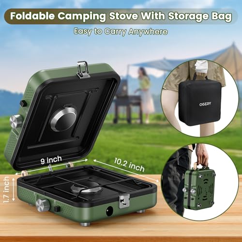 2-Burner Foldable Camping Stove with Griddle and Carrying Bag, Portable Propane H453787