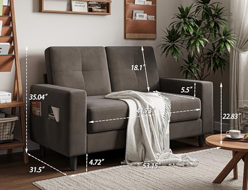 Small Loveseat Sofa 53" 2 Seater Couch for Bedroom, Apartment, Office, Living Room D122