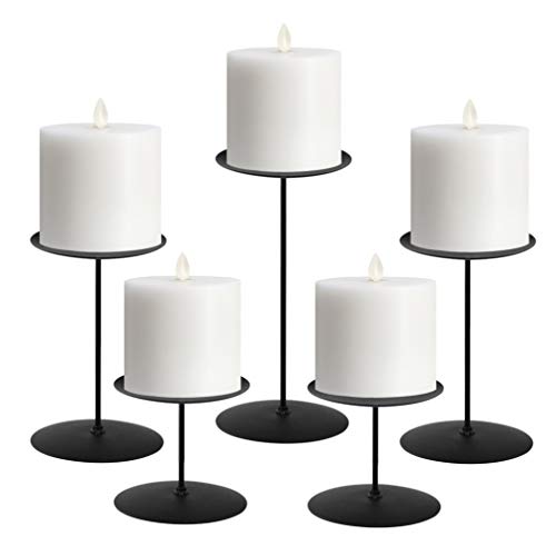 Candle Holders for Pillar Candles Fireplace Candelabra Modern Iron Candlesticks Table Centerpiece Home Decoration Wedding Sturdy Set of 5 Gold