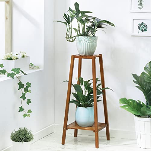 Bamboo Tall Plant Stand with 4 Shelves for Patio Garden Balcony W958352