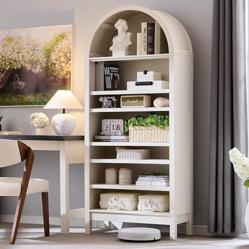 Arched Bookshelf, 7-Tier Bookcase with Adjustable Shelves A456