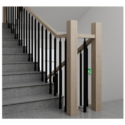 Staircase Balusters Black 1 Inch Stair Spindles Post Kit with Bracket W7804