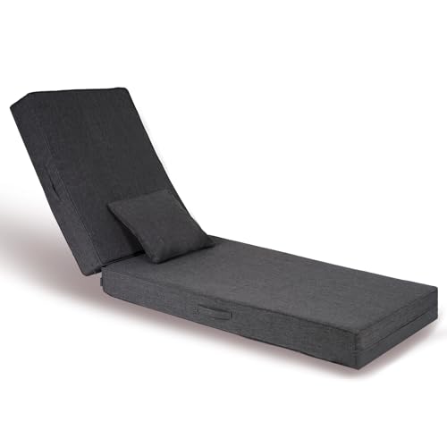 Outdoor Water-Resistant Olefin Chaise Lounge Cushions with Pillow, Weather and Fade Resistant Patio Furniture Lounge Chair Cushion Ideal for Patio, Lawn, Garden, Turquoise, 72"L x 21"W x 5"T