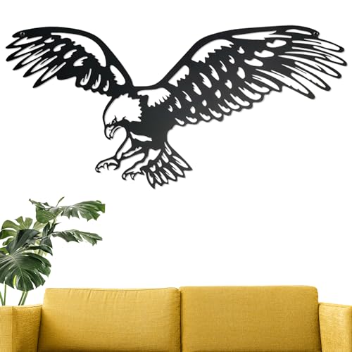Eagle Decor Metal Wall Art, Black Metal Wall Decor, Patriotic Decoration for Men’s Room Garage Outdoor, 30 Inch