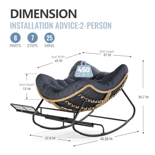 Oversized Patio Papasan Rocking Chair with Wicker Lounge G5657