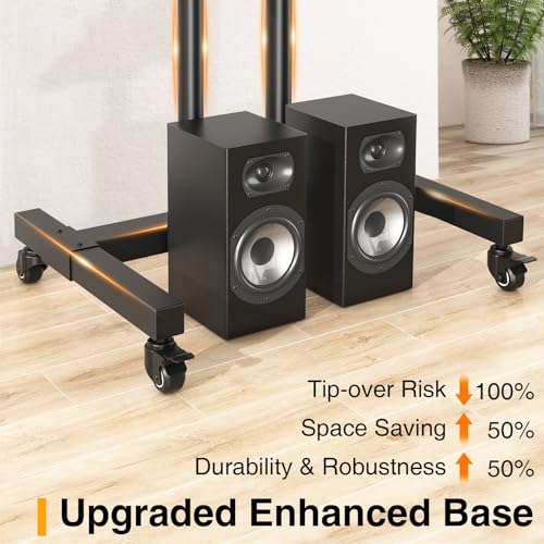 Rolling TV Stand for 32-83 inch TVs, Height Adjustable with Wheels and Laptop Shelf I27401