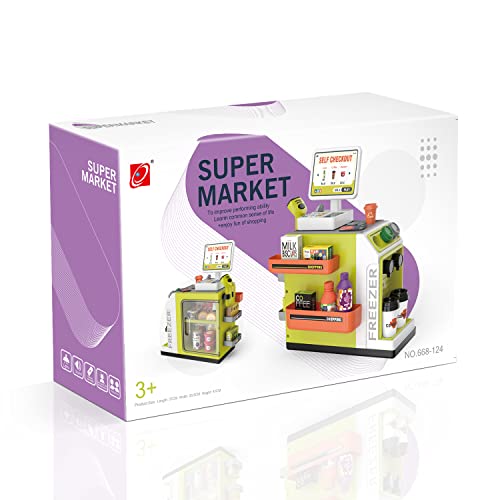 Cash Register Playset for Kids - 48PCS Pretend Play Money, Calculator, Scanner, Credit Card and Play Food S776931