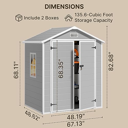 Outdoor Resin Storage Shed 5x3 FT with Lockable Door for Garden, Patio, Backyard W247105