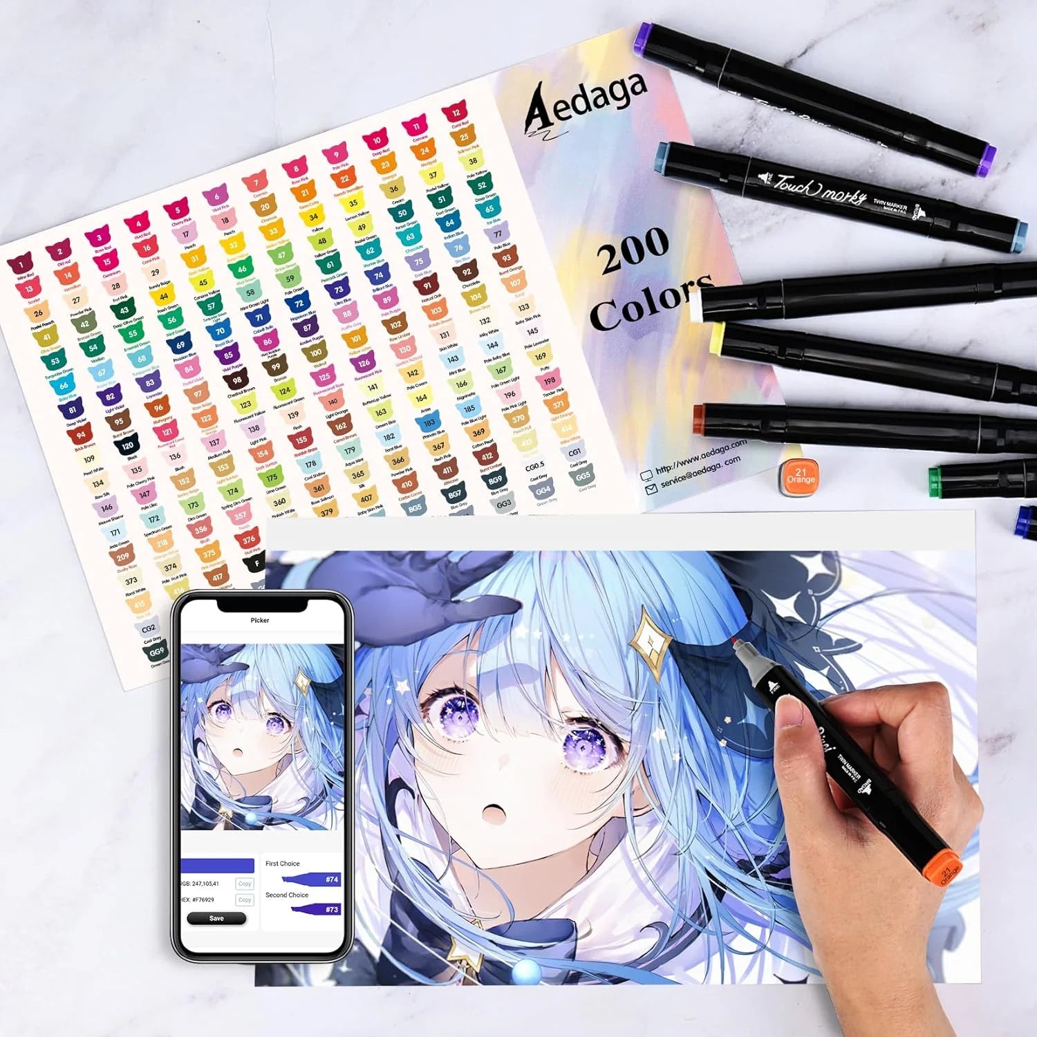 204 Colors Alcohol Markers with Fine and Chisel Tip for Artists N3140