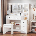 White Vanity Table with Drawer, Charging Station, Lighted Mirror P35549