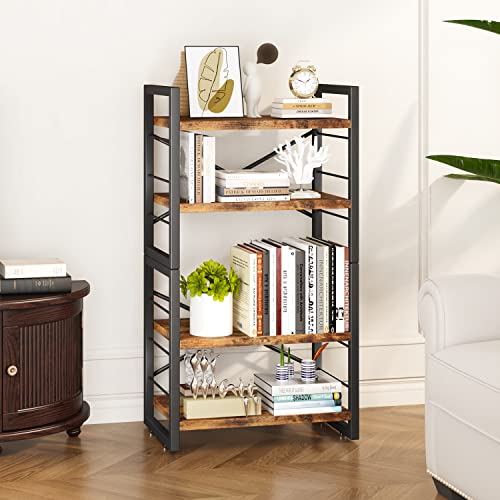 3 Tier Industrial Bookcase, Rustic Etagere Bookshelf for Living Room U5786
