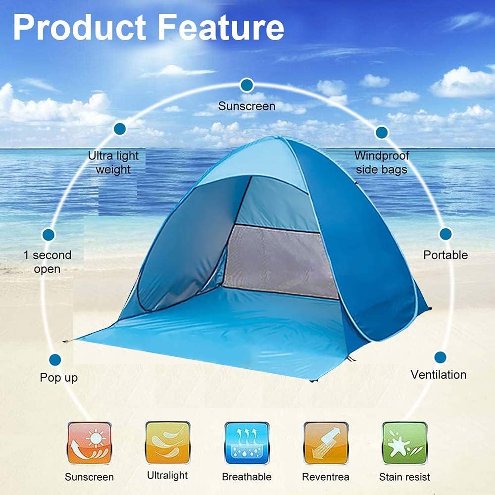 Pop Up Beach Tent, UPF 50+, 1-3 Person, Waterproof, with Carry Bag A798699
